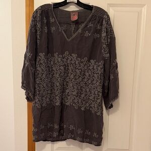 Embroidered Gray Women's Top